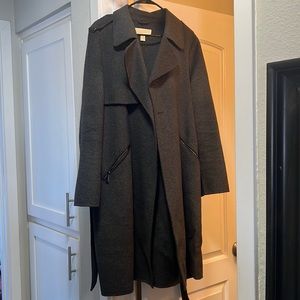 Michael by Michael Kors gray coat with pockets and waist tie size 14 worn once
